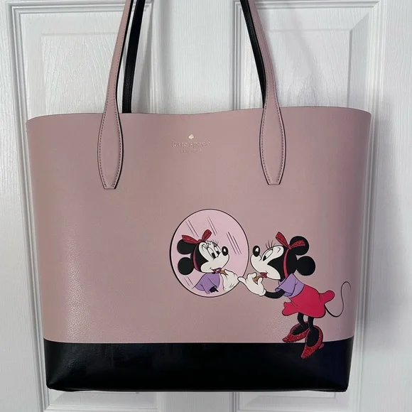 Kate Spade pink and black Minnie Mirror Tote with Red and Purple Accents - Picture 1 of 9